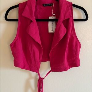 Fuchsia Sleeveless Crop Top vest
